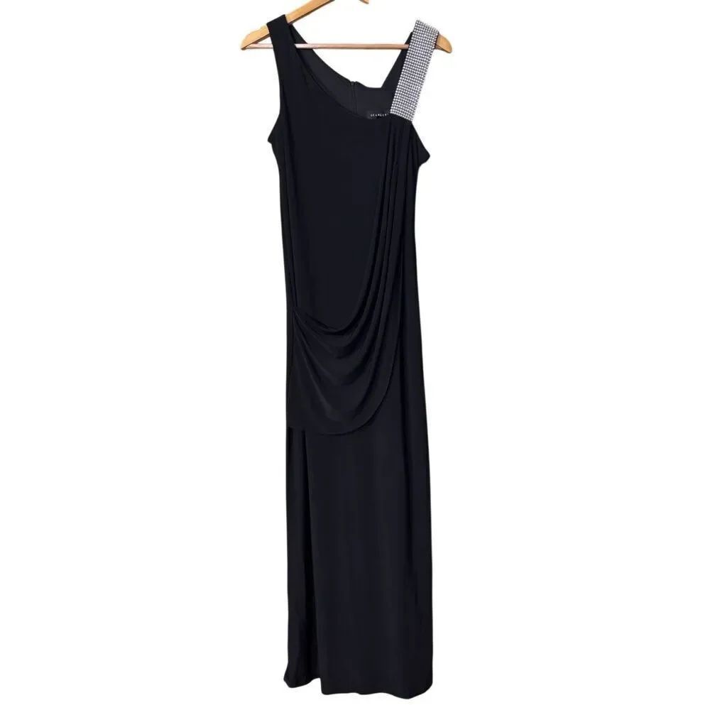 Scarlett Rhinestone Strap one Shoulder Draped Stretch Jersey Dress gown size 8 n